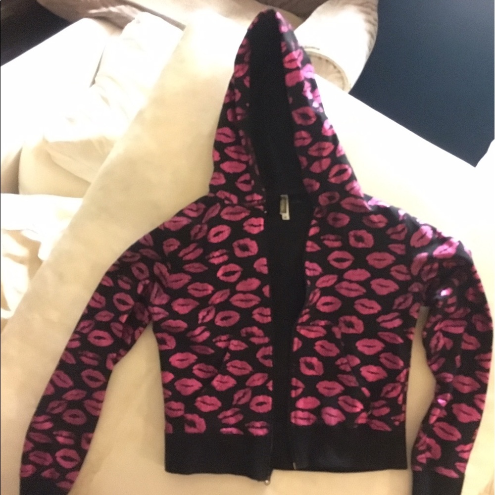 COPY - Black Hoodie with Hot pink Metallic Lips